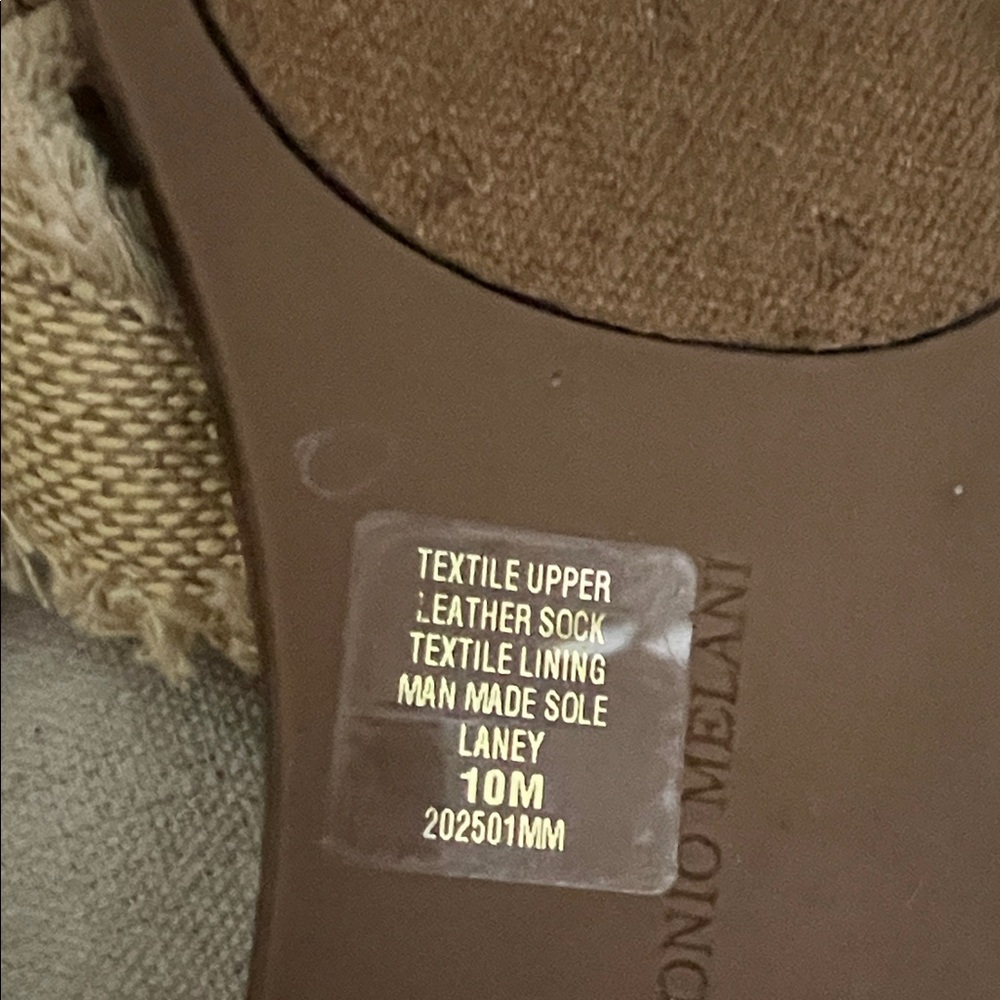 ANTONIO MELANI Frayed Edge Tan Sandals boho Slides - Picture 3 of 8